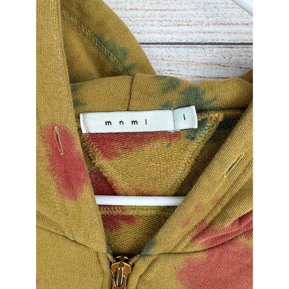 mnml Tie Dye Full Zip Hoodie Sweatshirt Womens Large Green Brown Red - Picture 8 of 12